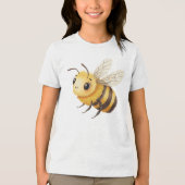 Cute Fluffy Bumblebee Character Illustration トライブレンドＴシャツ (正面)
