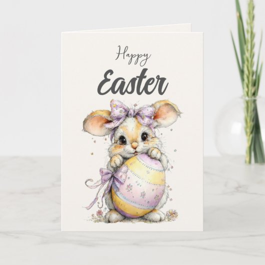 Cute Fluffy Bunny in Spring Pastels Easter Card シーズンカード (正面)