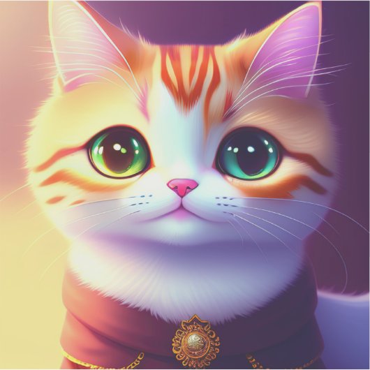 Cute fluffy cat シール (正面)