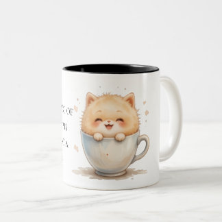 Cute Fluffy Cat in Coffee Cup – Mug Design ツートーンマグカップ