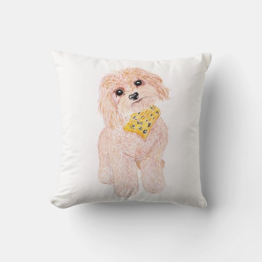 Cute fluffy dog. クッション (正面)