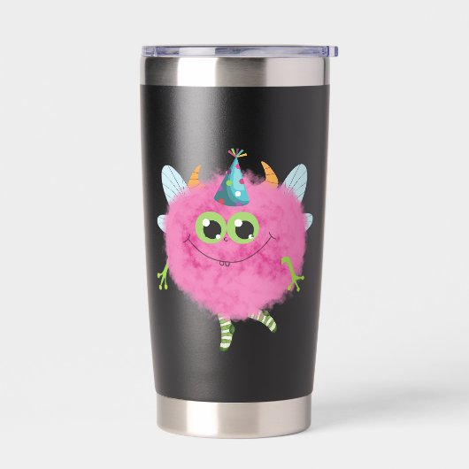 Cute fluffy monster Travel Mugs 保温保冷タンブラー (左面)
