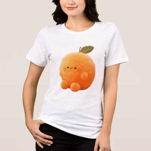 Cute Fluffy Orange Sprite with Tiny Limbs Women's  トライブレンドＴシャツ (正面)