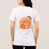 Cute Fluffy Peach Sprite Cradling Tiny Peach Women トライブレンドＴシャツ (裏面)