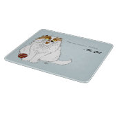 Cute Fluffy Persian Cat Funny Meow Blue カッティングボード (角)