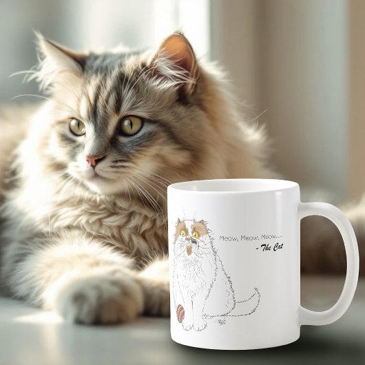 Cute Fluffy Persian Cat Funny Meow Blue コーヒーマグカップ