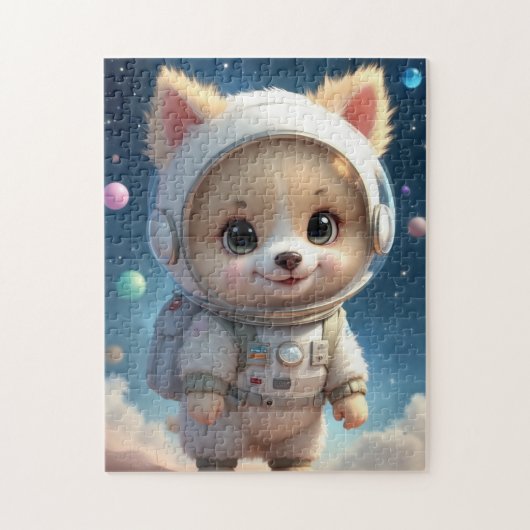 Cute Fluffy Puppy Astronaut Jigsaw Puzzle ジグソーパズル (縦)