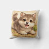 Cute Fluffy Puppy Kawaii Dog Cozy Animal Gift Pill クッション (裏面)