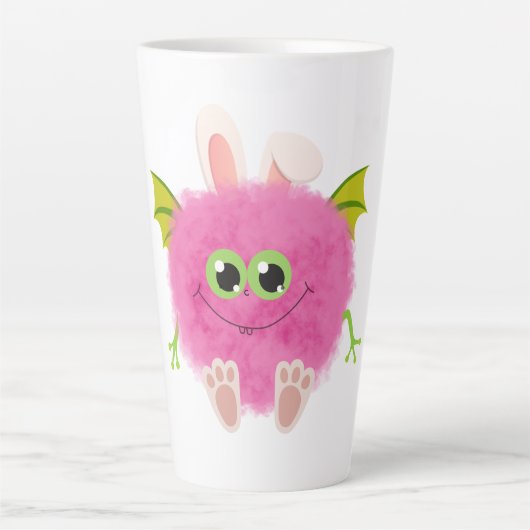 Cute fluffy rabbit monster カフェラテマグ (正面)