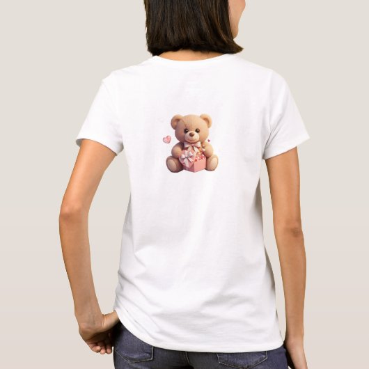 Cute Fluffy Teddy Bear with Heart  Valentine Tシャツ (裏面)