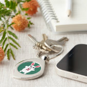 Cute Fluffy White Bunny Rabbit with Red Bow - Chri キーホルダー (側面)