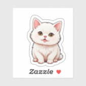  Cute Fluffy White Cat Sticker - Kawaii Aesthetic シール (シート)