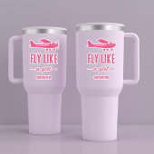 Cute Fly Like A Girl Pink Airplane Girly Aviation  シール