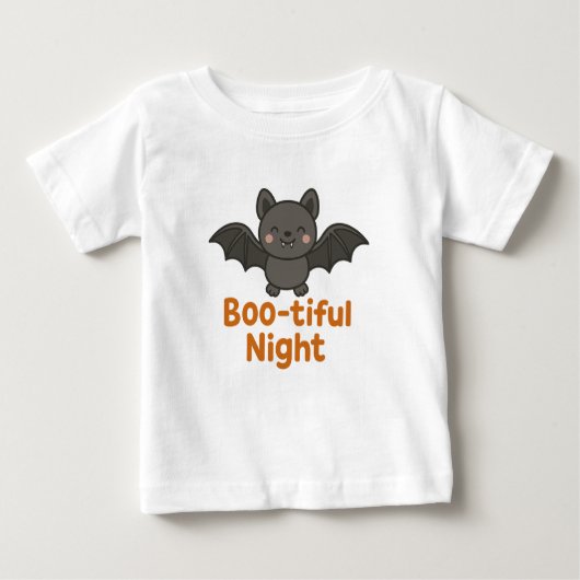 Cute Flying Bat Boo-tiful Night Halloween Design ベビーTシャツ (正面)