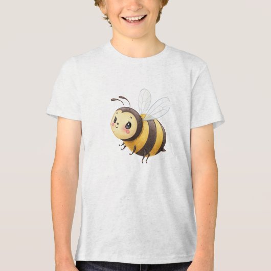 Cute Flying Bumblebee Illustration トライブレンドＴシャツ (正面)