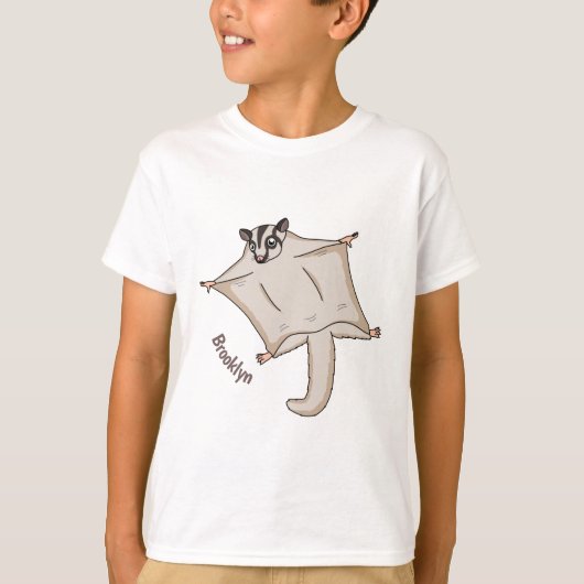 Cute flying sugar glider cartoon illustration tシャツ (正面)