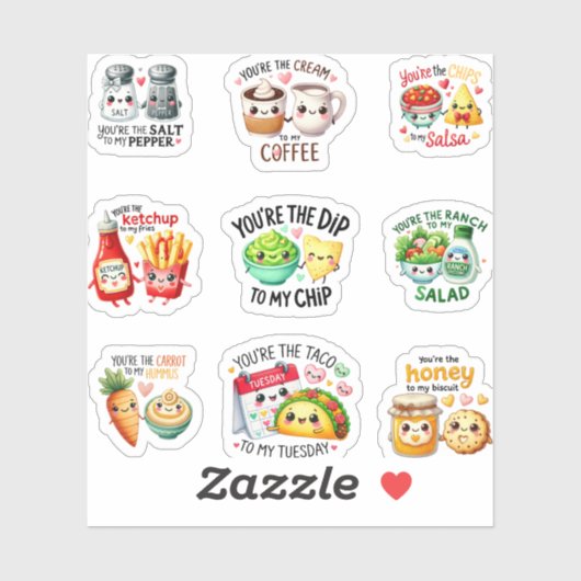 Cute Food Pairings Pastel Kawaii Set シール (シート)