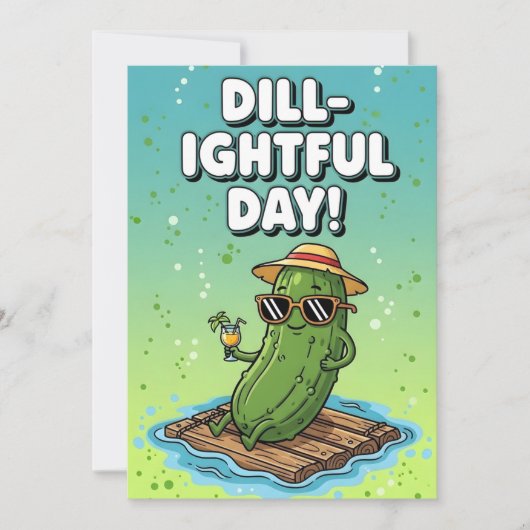 Cute Food Pun Dill-ightful Daysilly pickle lover サンキューカード (正面)