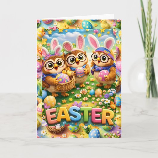 Cute food that Easter bunny card fun trio spring g カード (正面)