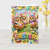 Cute food that Easter bunny card fun trio spring g カード (黄色い花)