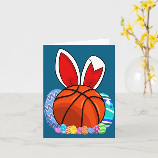 Cute For Basketball Easter Egg Bunny カード (黄色い花)