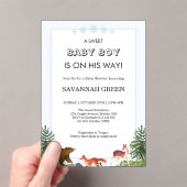 Cute Forest Animals Baby Boy Shower Design アクリル招待状 (インサイチュ (ポータブル))