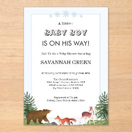 Cute Forest Animals Baby Boy Shower Design アクリル招待状