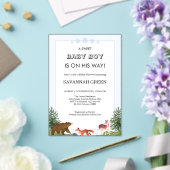 Cute Forest Animals Baby Boy Shower Design アクリル招待状 (インサイチュ (ウェディング))