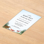Cute Forest Animals Baby Boy Shower Design アクリル招待状 (レイダウン)