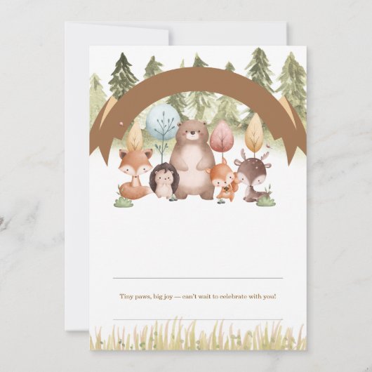Cute Forest Animals Baby Boy Shower Design 招待状 (裏面)