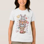 Cute forest animals for Valentine's Day トライブレンドＴシャツ (正面)