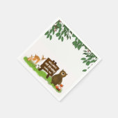Cute Forest Animals Happy Woodland Kid's Birthday スタンダードカクテルナプキン (角)