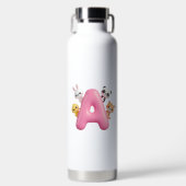 Cute Forest Animals Pink Balloon Letter A Kids ウォーターボトル (正面)