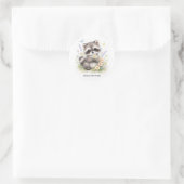 Cute Forest Baby Raccoon Baby Shower  ラウンドシール (バッグ)