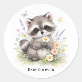 Cute Forest Baby Raccoon Baby Shower ラウンドシール