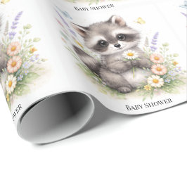 Cute Forest Baby Raccoon Baby Shower ラッピングペーパー