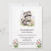 Cute Forest Baby Raccoon Baby Shower 招待状 (正面)