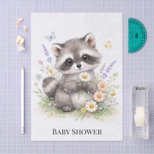 Cute Forest Baby Raccoon Baby Shower 薄葉紙 (クラフト)