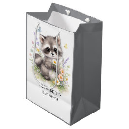 Cute Forest Baby Raccoon Baby Shower Favor ミディアムペーパーバッグ