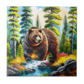 Cute Forest brown bear タイル (正面)