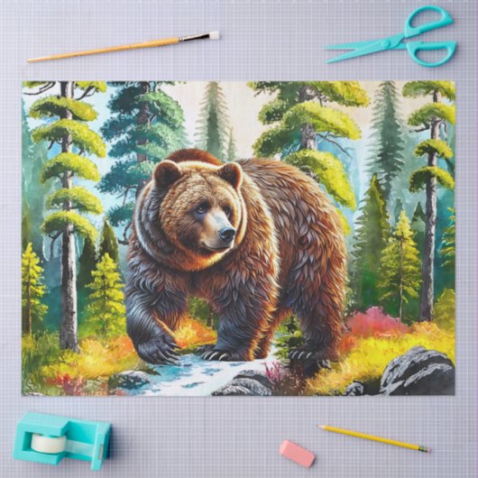 Cute Forest brown bear 薄葉紙 (クラフト)