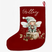 Cute Forest Christmas Fairy ラージクリスマスストッキング (裏面)