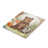 Cute Forest Friends Bear Fox Raccoon Watercolor タイル (側面)