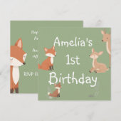Cute Forest Friends Birthday Invitation (正面/裏面)