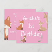 Cute Forest Friends Birthday Invitation (正面/裏面)