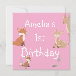 Cute Forest Friends Birthday Invitation