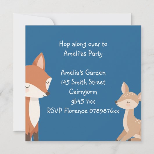 Cute Forest Friends Birthday Invitation  (裏面)