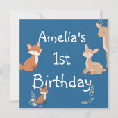 Cute Forest Friends Birthday Invitation  (正面)