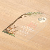 Cute Forest Friends & Moon Budget Baby Shower アクリル招待状 (レイダウン)
