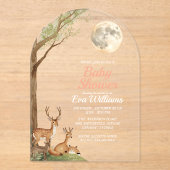 Cute Forest Friends & Moon Budget Baby Shower アクリル招待状 (正面)